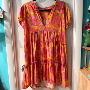 Floral Pink and Orange Women's Dress